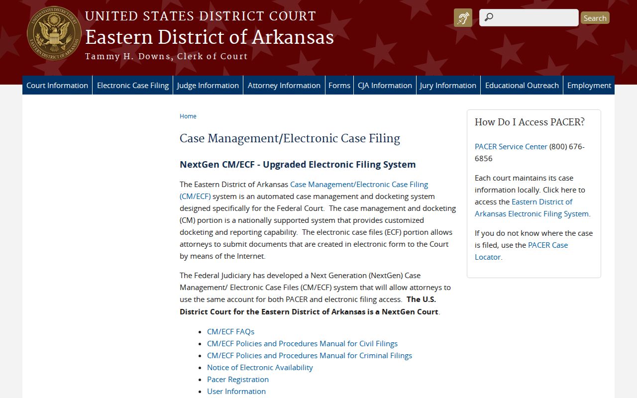 Belleville court docket CM ECF information source