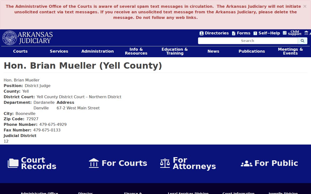 Yell County court dates source from the district judge profile