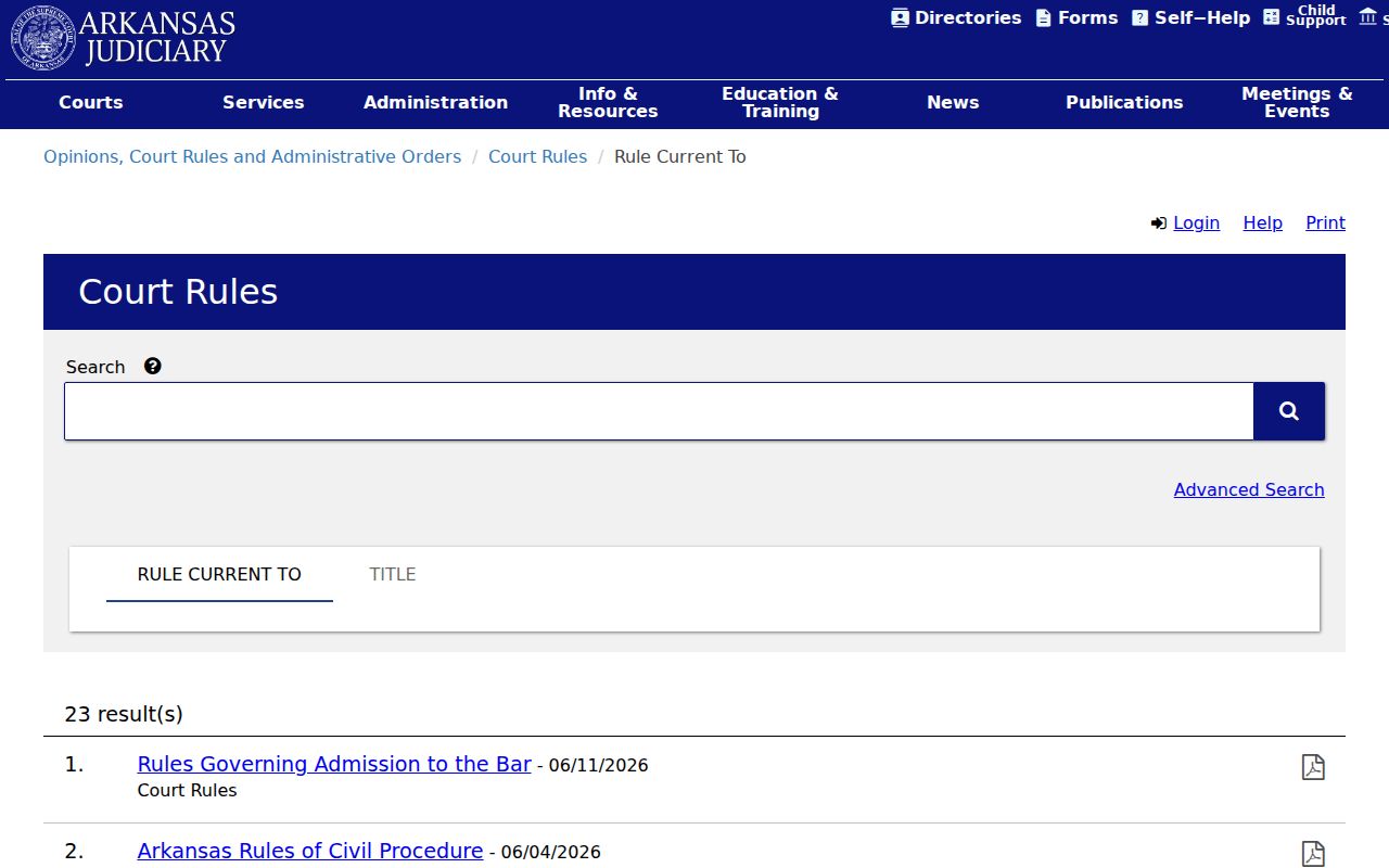 Yell County criminal docket source from Arkansas criminal procedure rules