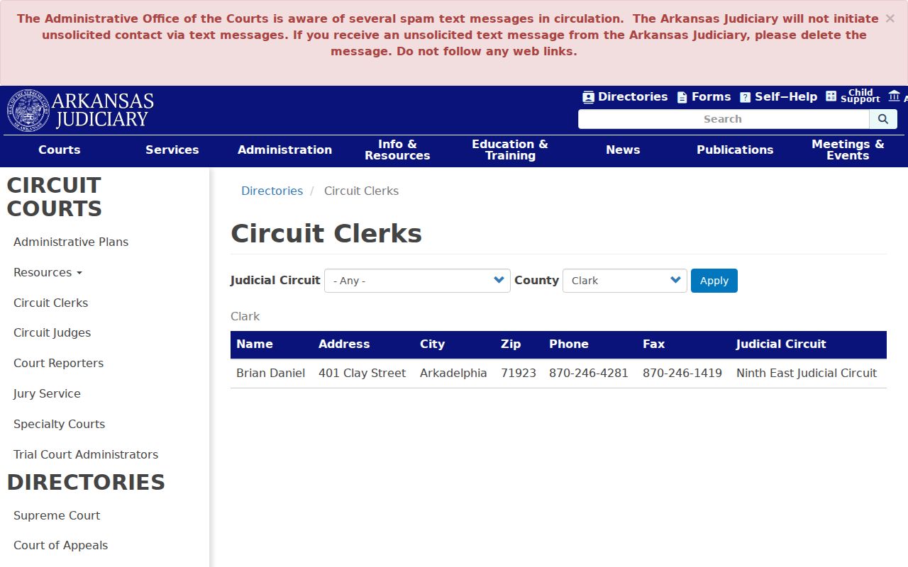 Yell County case lookup Circuit Clerk directory