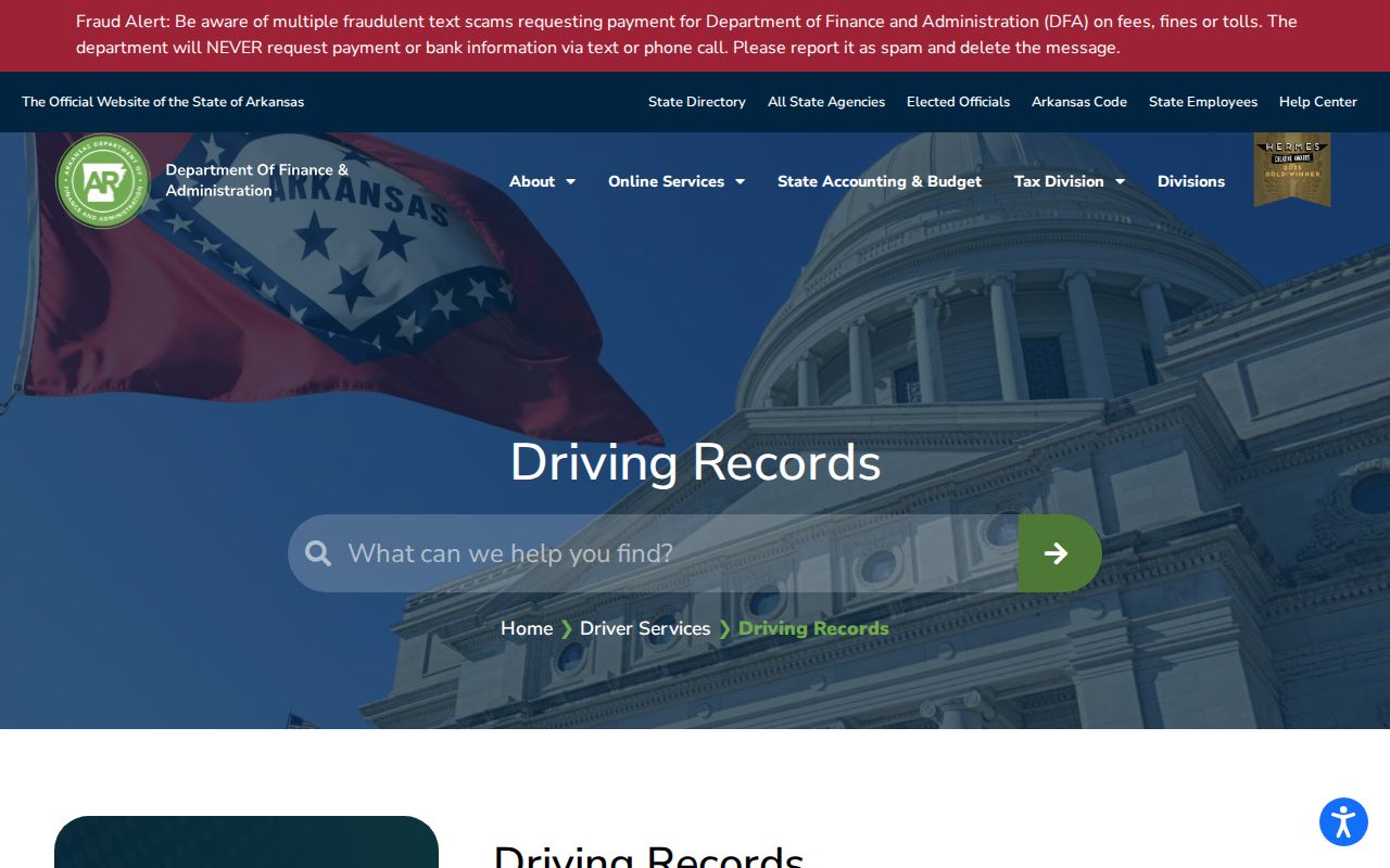 Yell County traffic tickets separate DFA driving record custodian