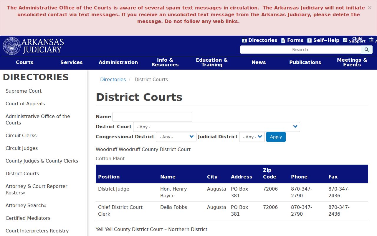Yell County traffic tickets District Court departments